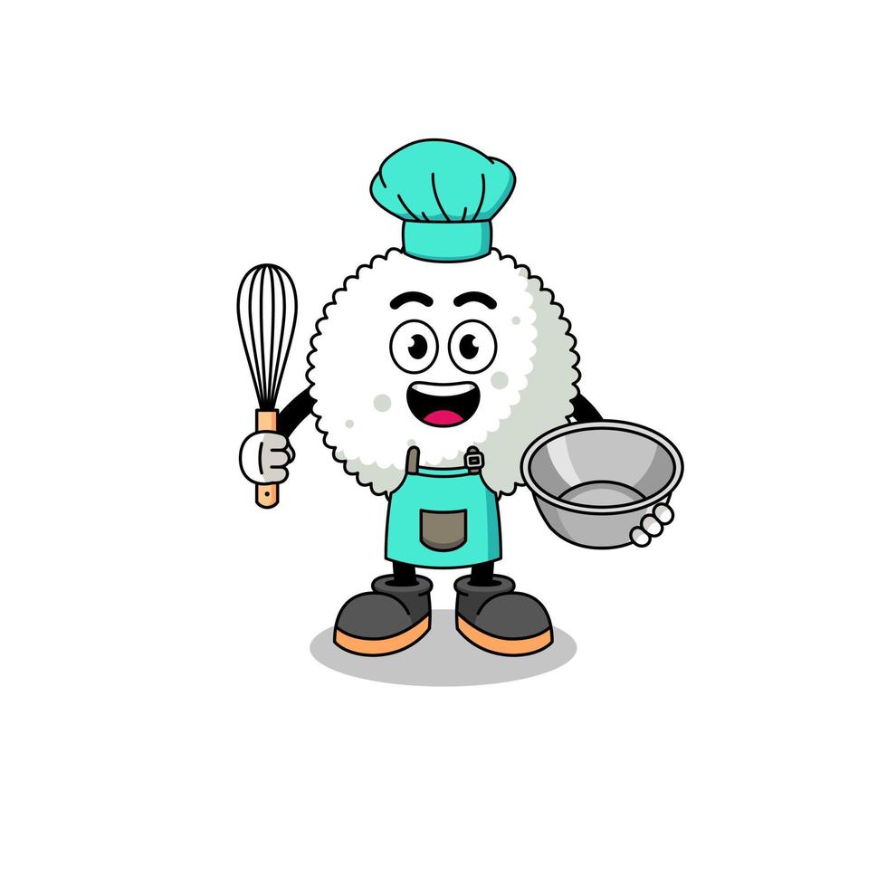 Illustration of rice ball as a bakery chef vector