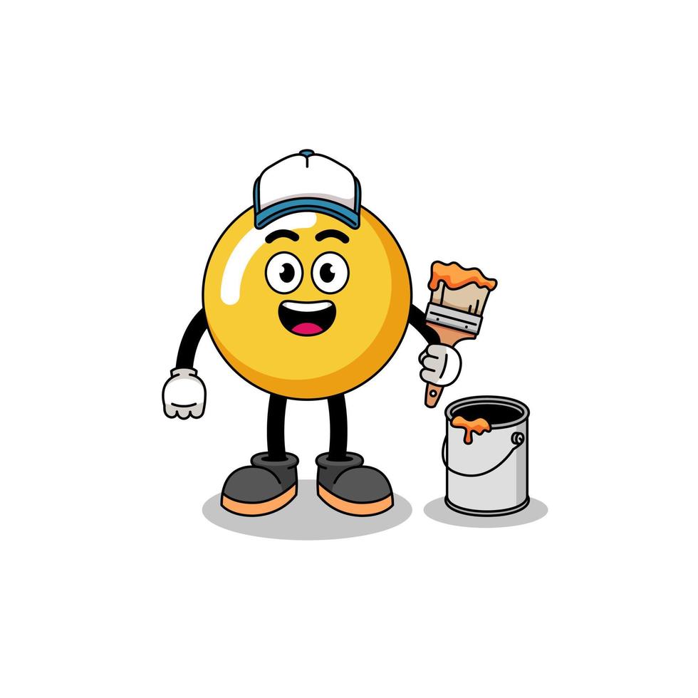 Character mascot of egg yolk as a painter vector