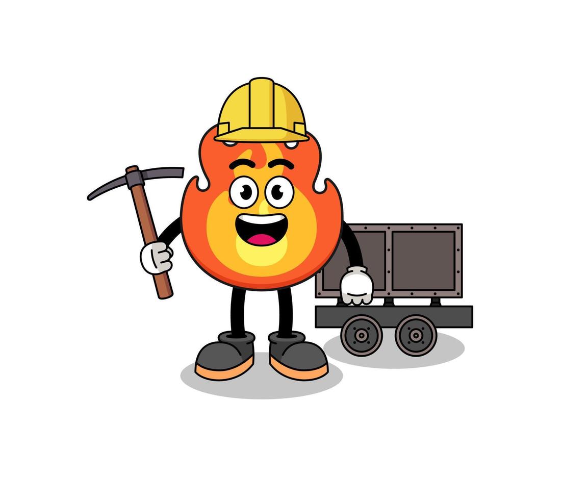 Mascot Illustration of fire miner vector