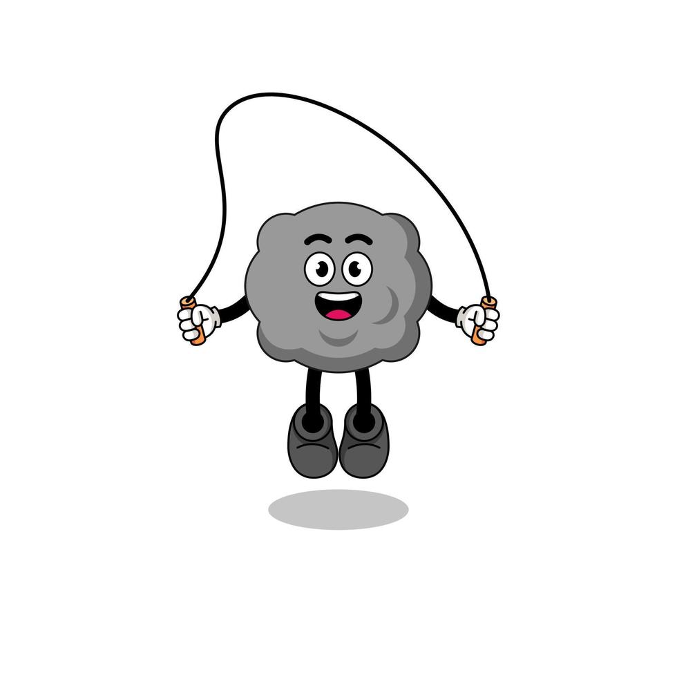 dark cloud mascot cartoon is playing skipping rope vector