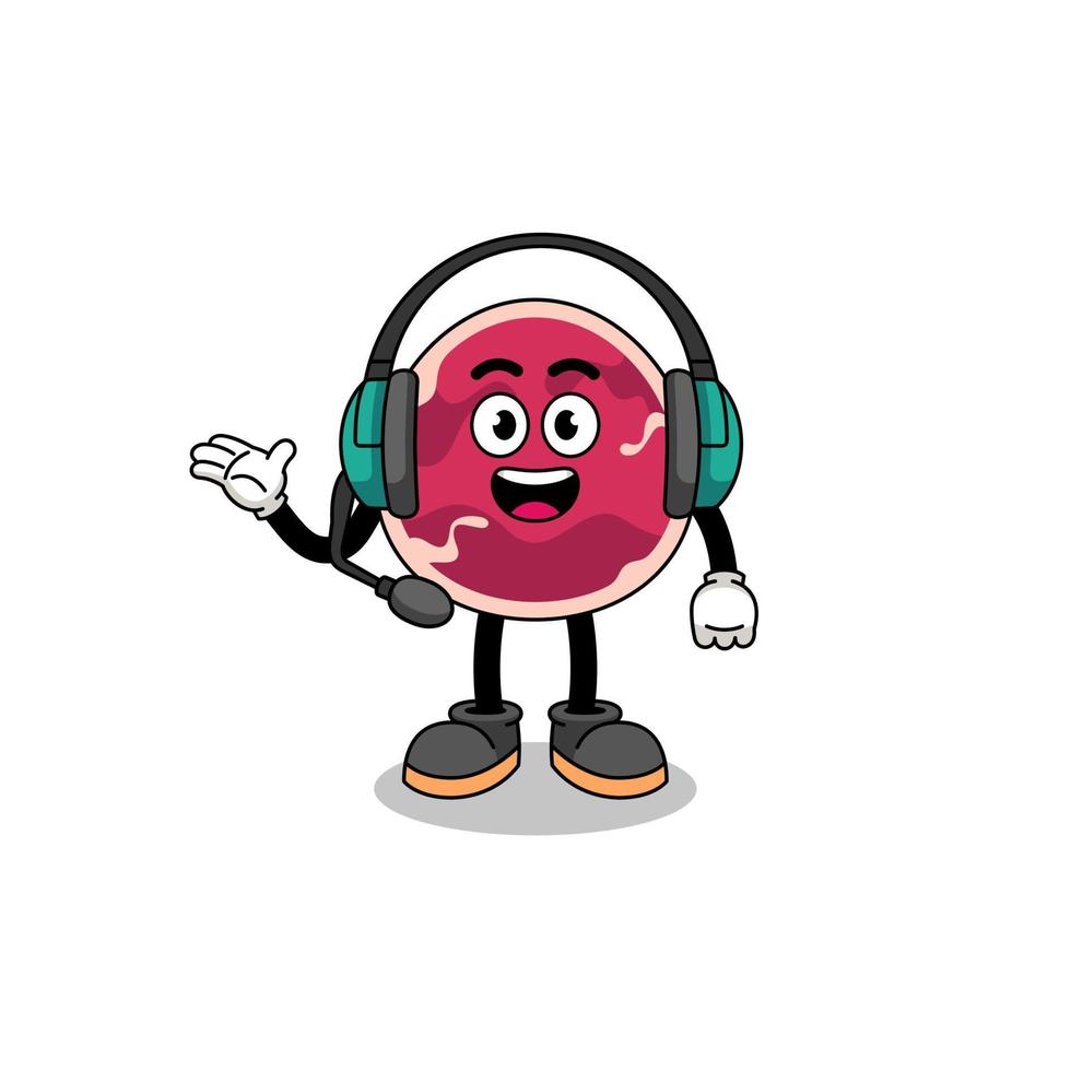Mascot Illustration of meat as a customer services vector