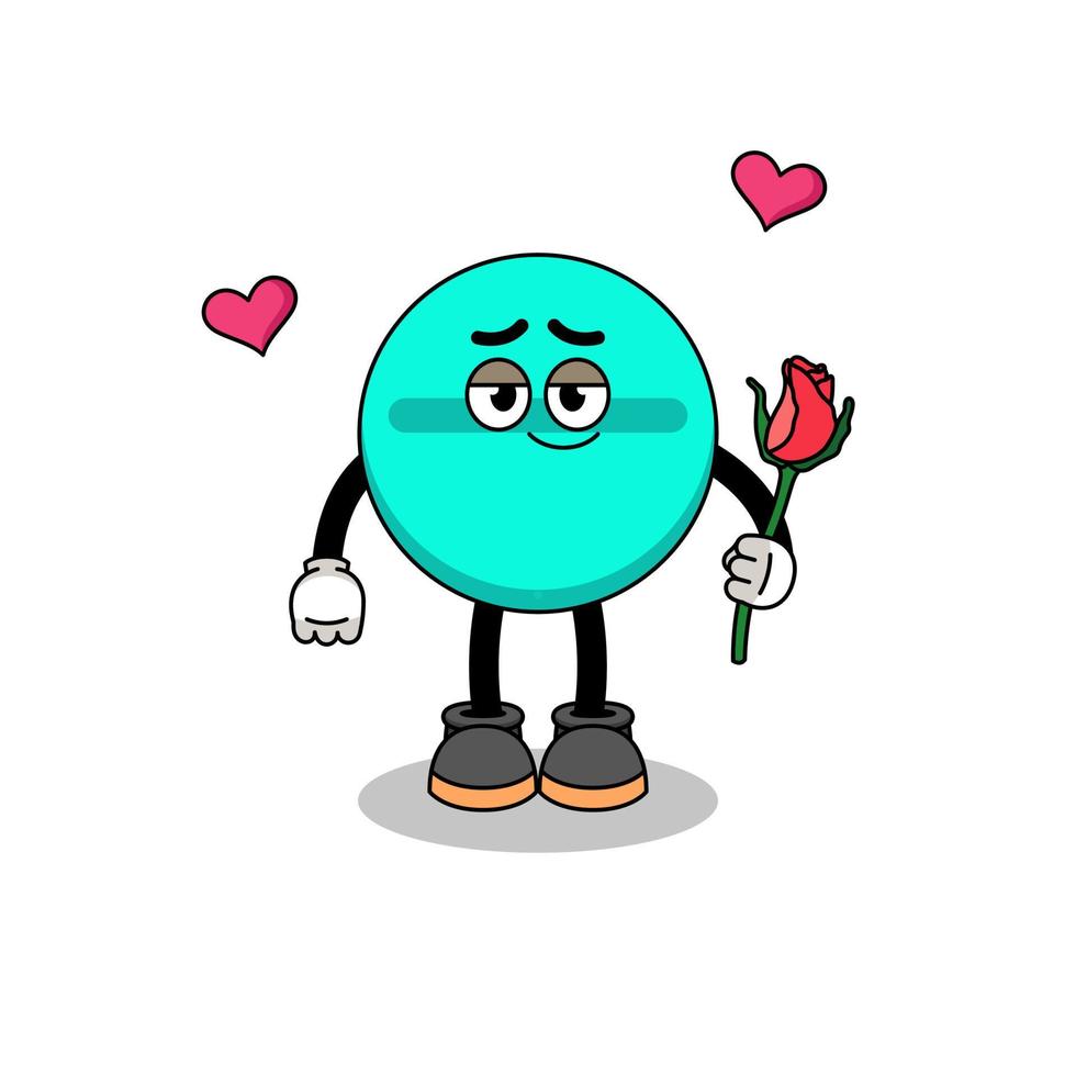 medicine tablet mascot falling in love vector