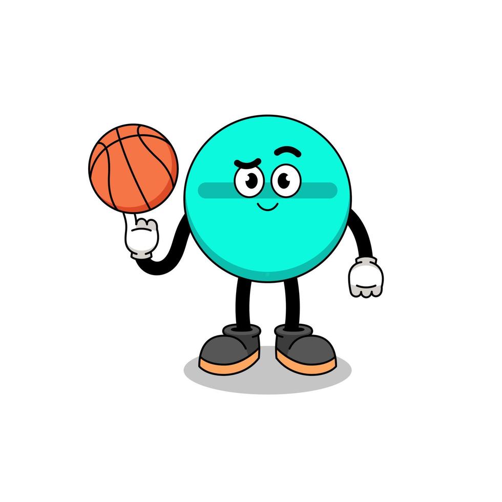 medicine tablet illustration as a basketball player vector