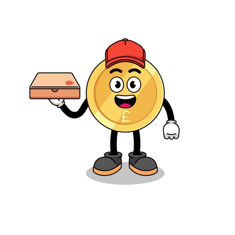 pound sterling illustration as a pizza deliveryman vector