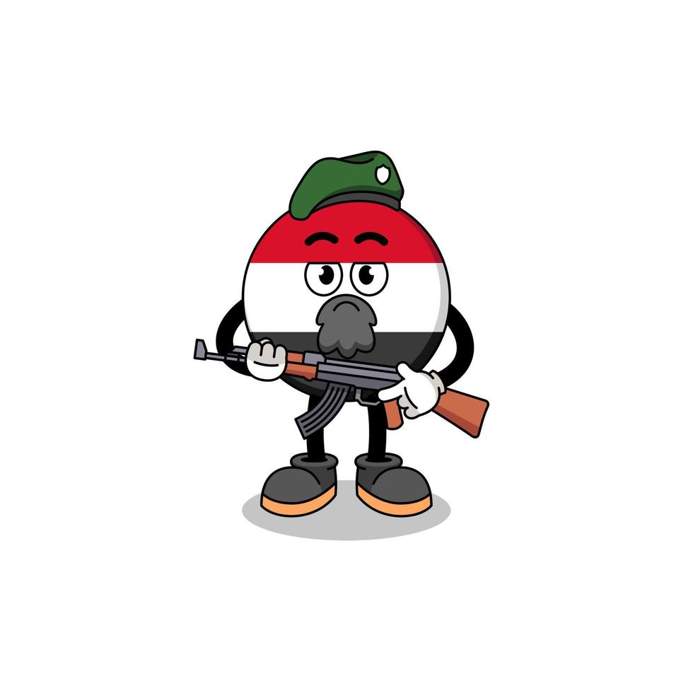 Character cartoon of yemen flag as a special force vector