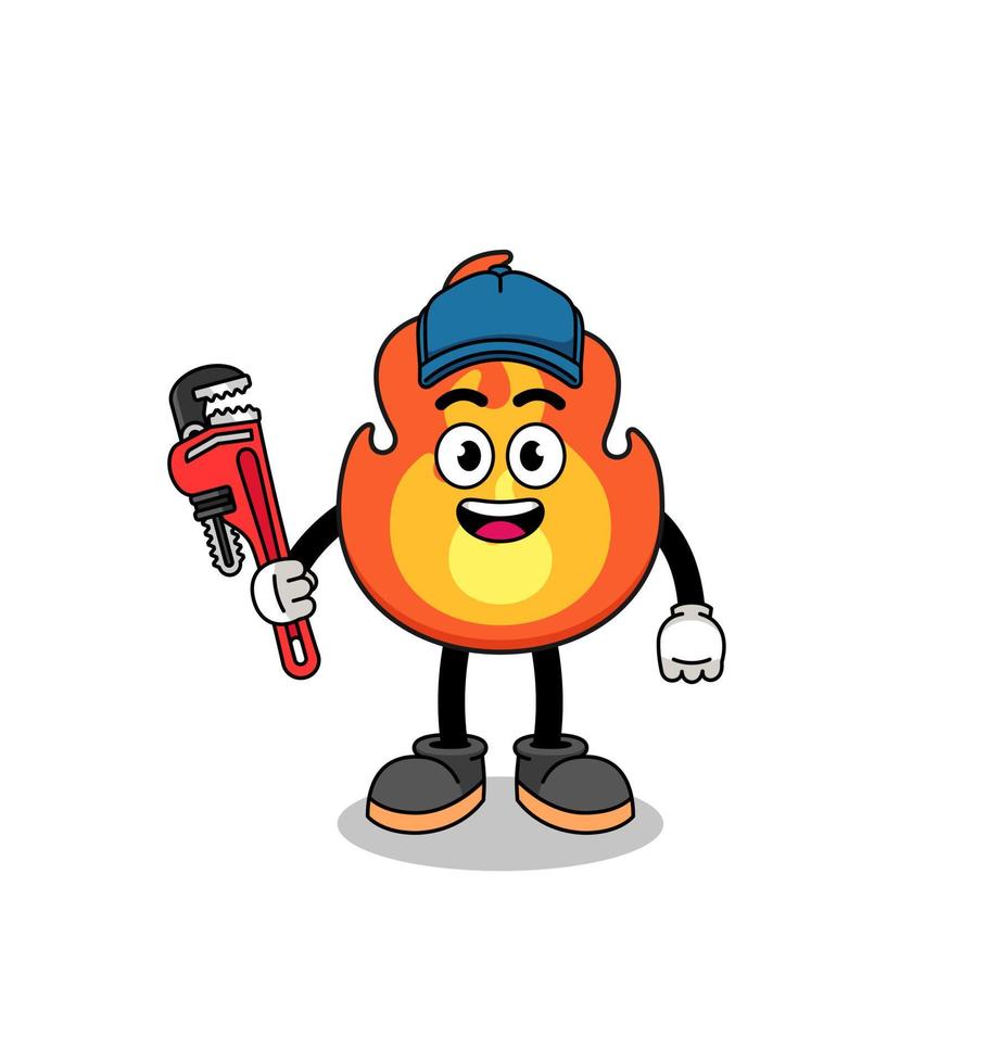 fire illustration cartoon as a plumber vector