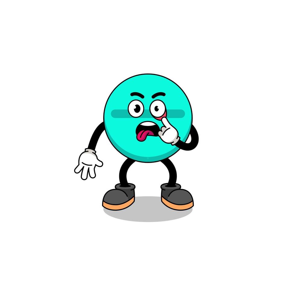 Character Illustration of medicine tablet with tongue sticking out vector