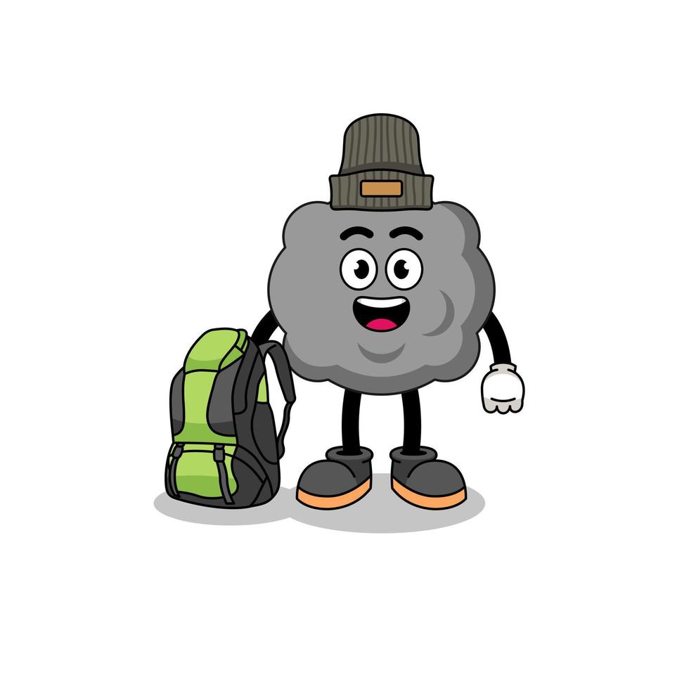 Illustration of dark cloud mascot as a hiker vector