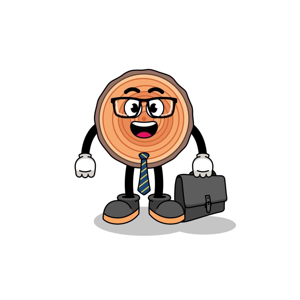 wood trunk mascot as a businessman vector