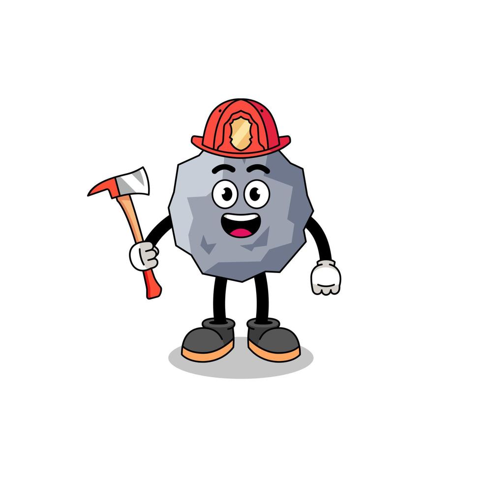 Cartoon mascot of stone firefighter vector