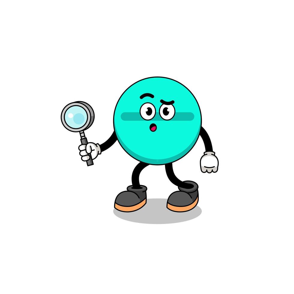 Mascot of medicine tablet searching vector