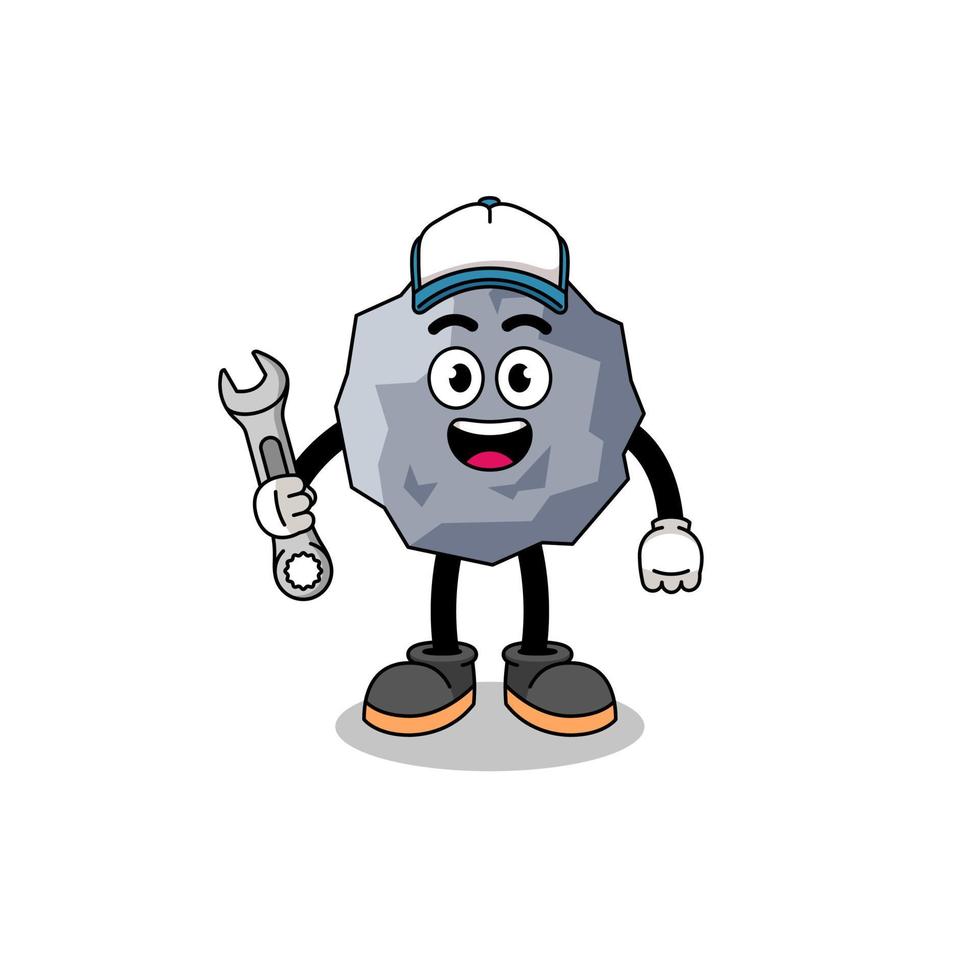 stone illustration cartoon as a mechanic vector