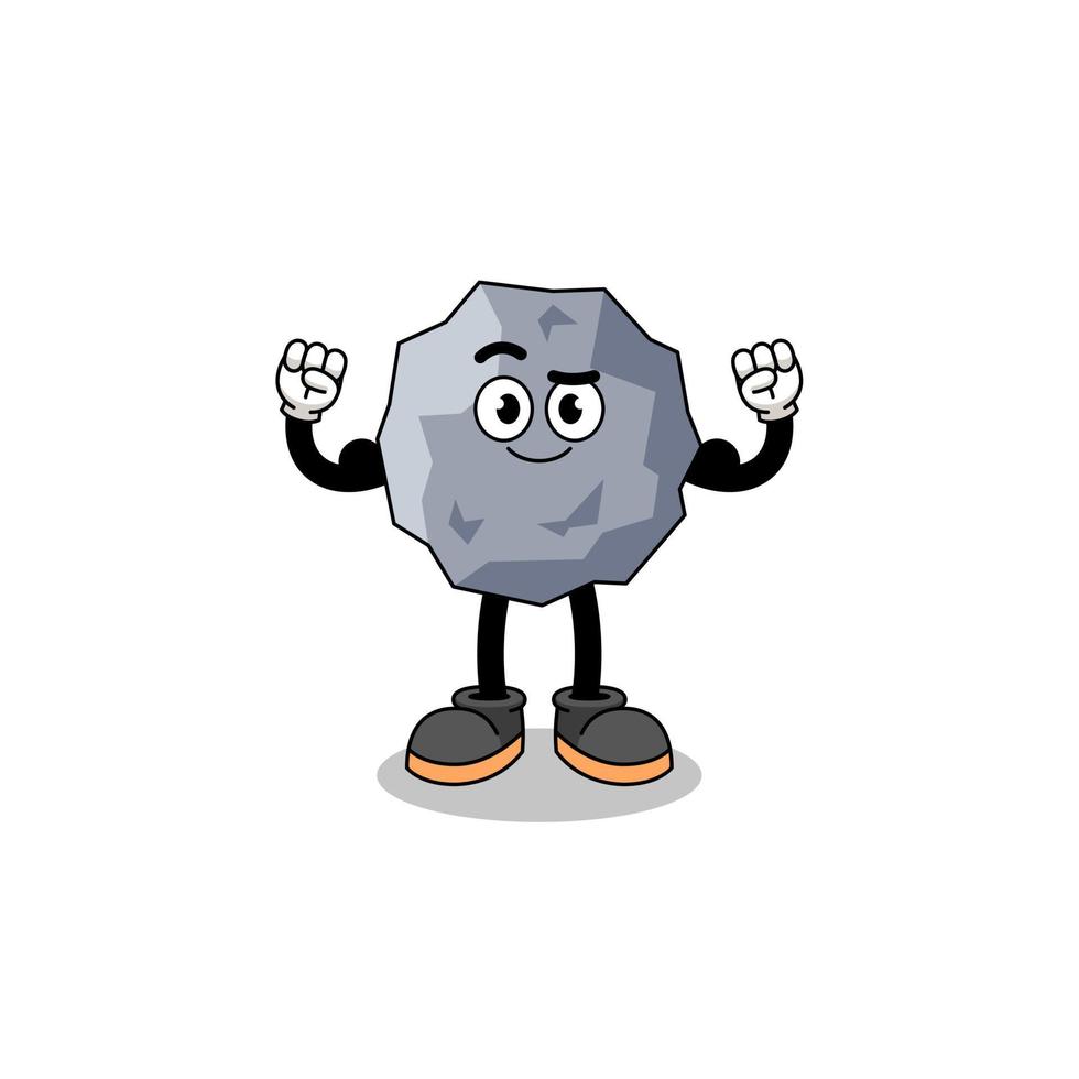 Mascot cartoon of stone posing with muscle vector