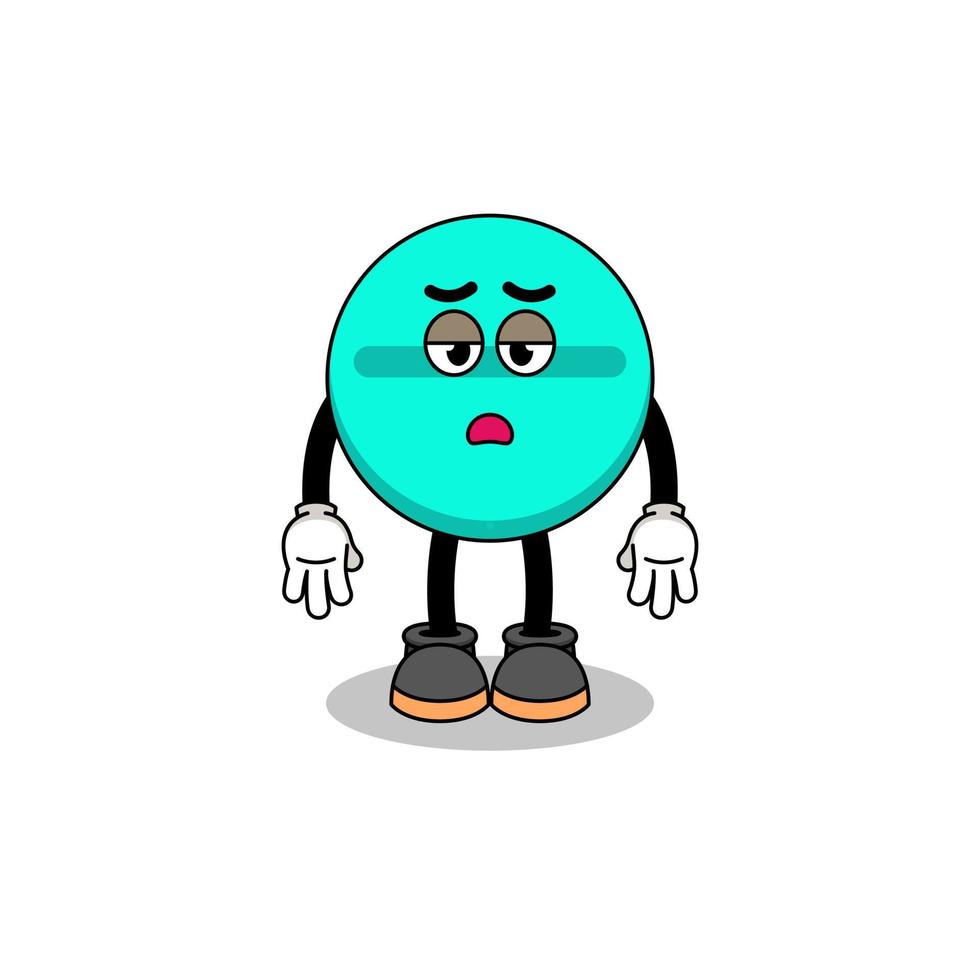 medicine tablet cartoon with fatigue gesture vector