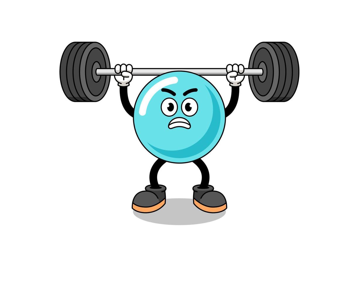 bubble mascot cartoon lifting a barbell vector
