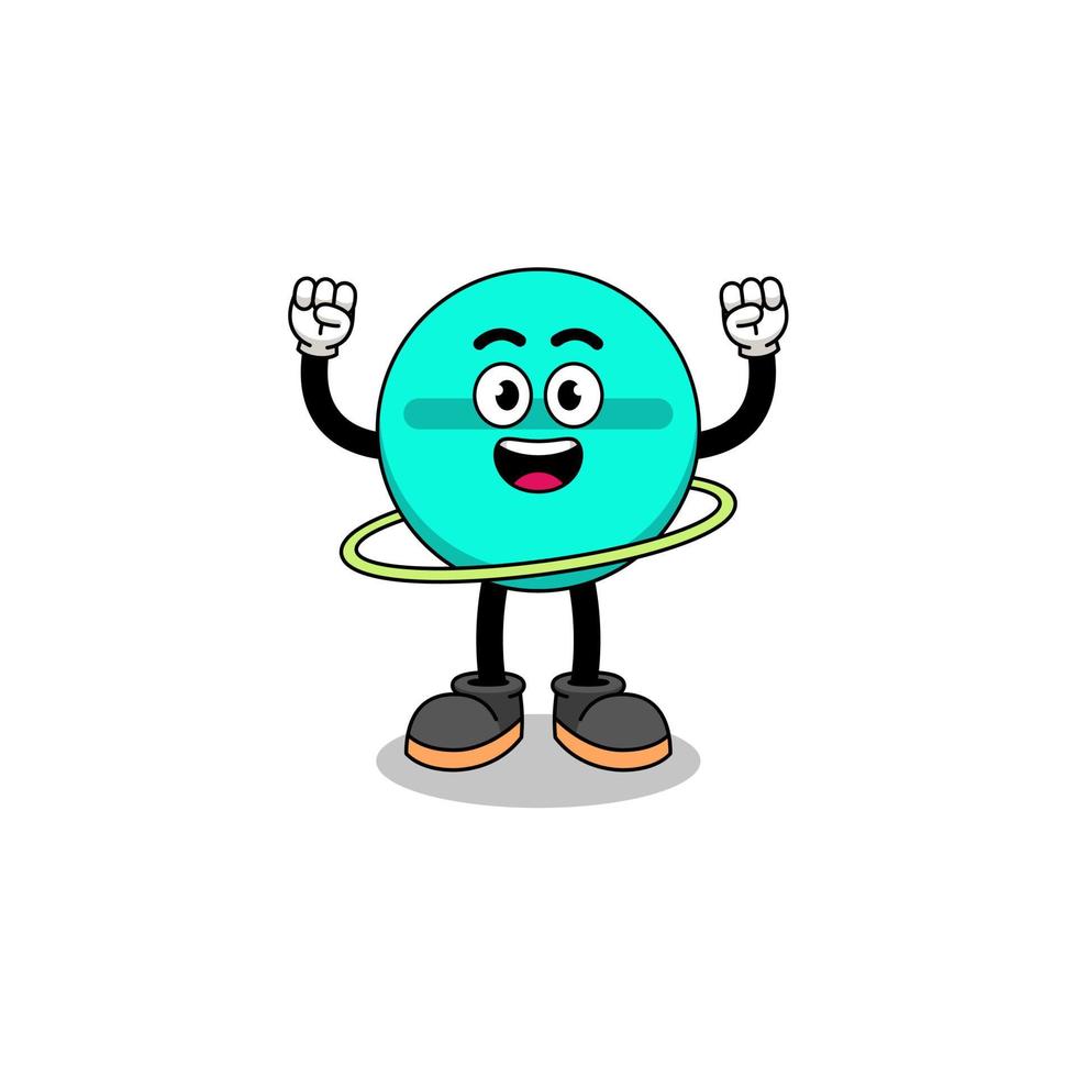 Character Illustration of medicine tablet playing hula hoop vector