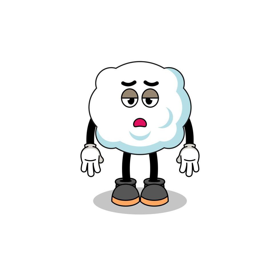 cloud cartoon with fatigue gesture vector