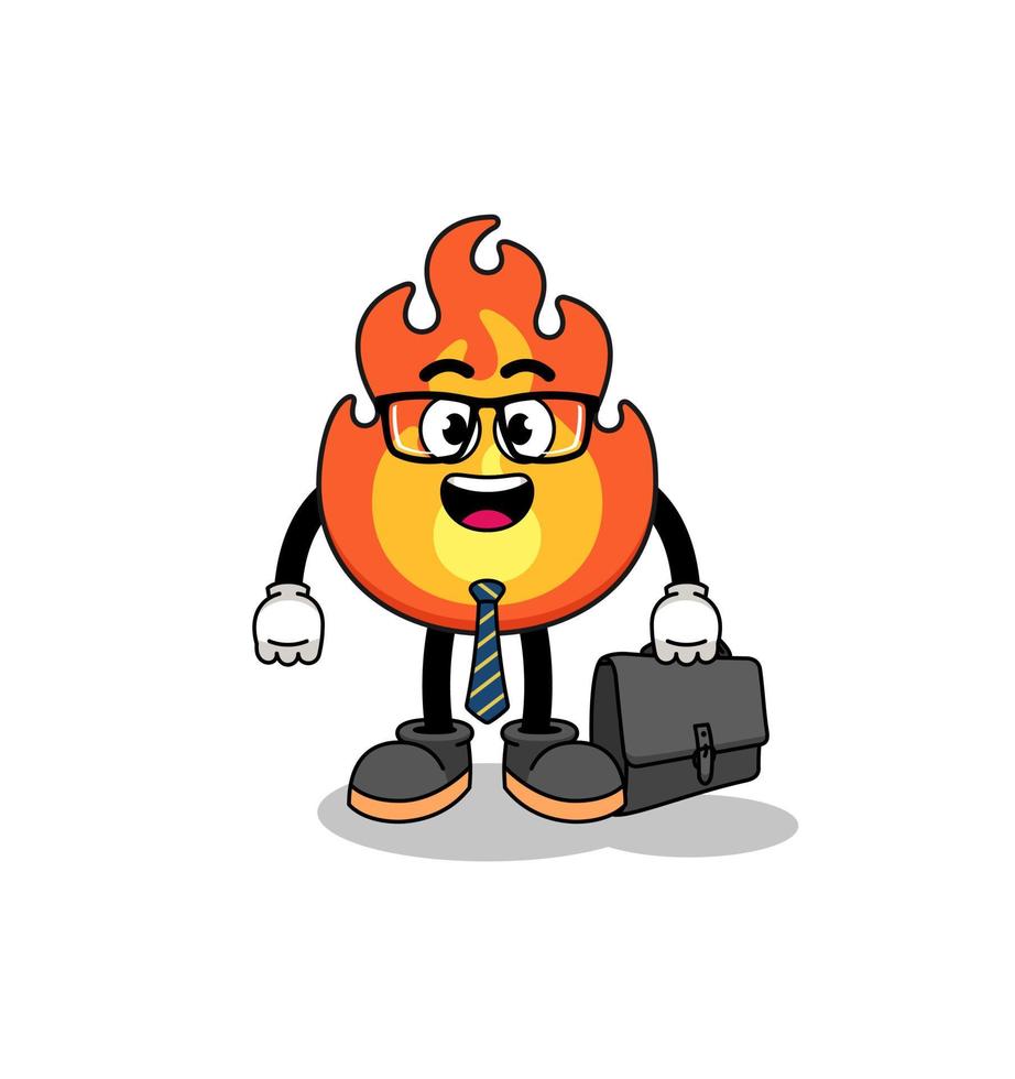 fire mascot as a businessman vector