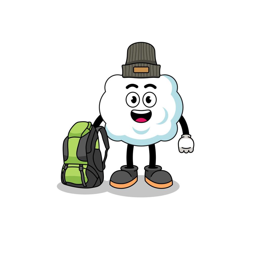 Illustration of cloud mascot as a hiker vector