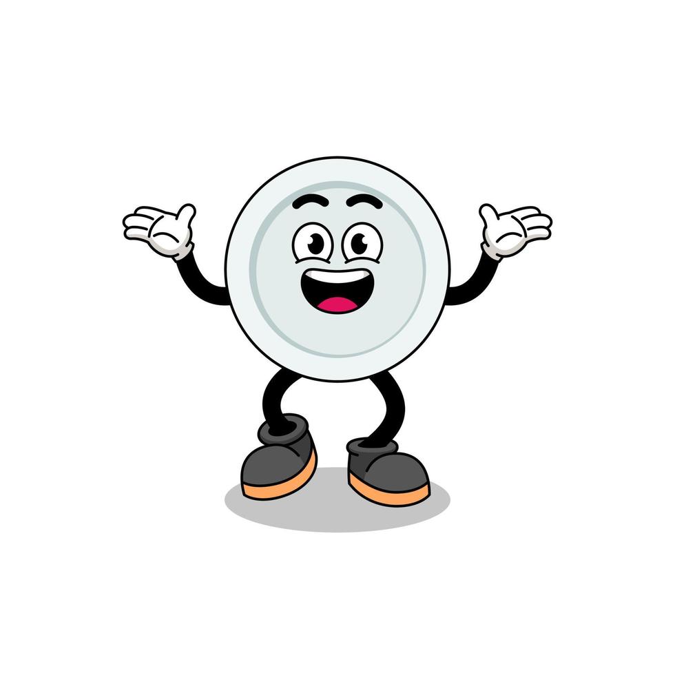 plate cartoon searching with happy gesture vector