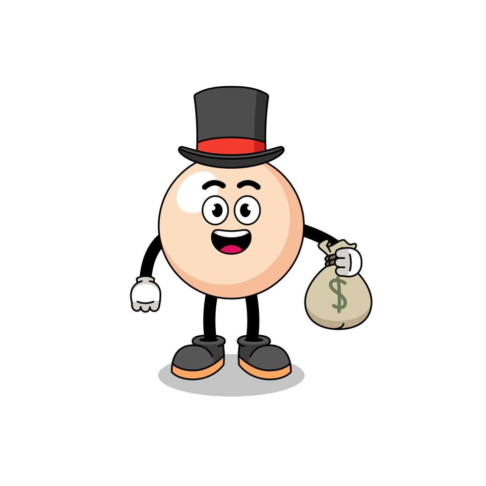 pearl mascot illustration rich man holding a money sack vector