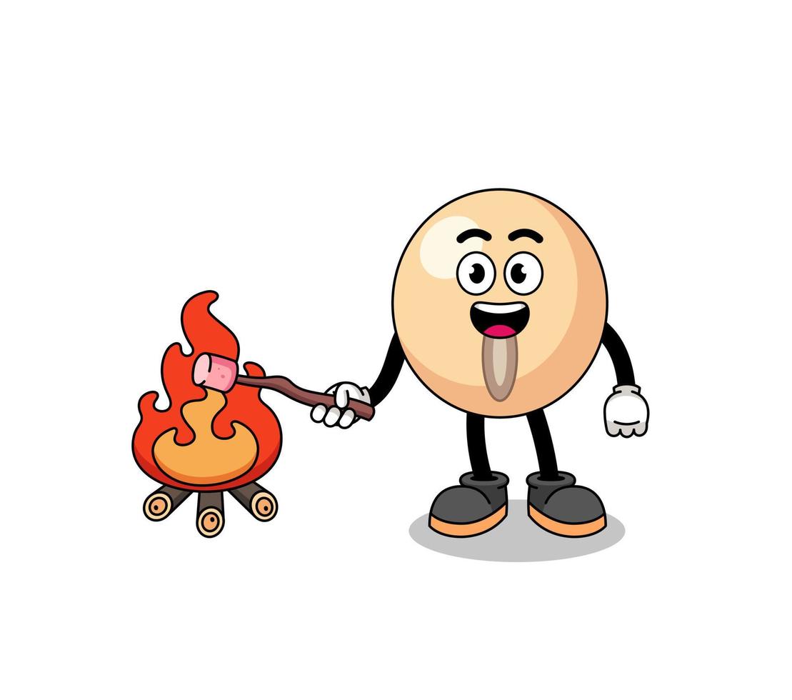 Illustration of soy bean burning a marshmallow vector
