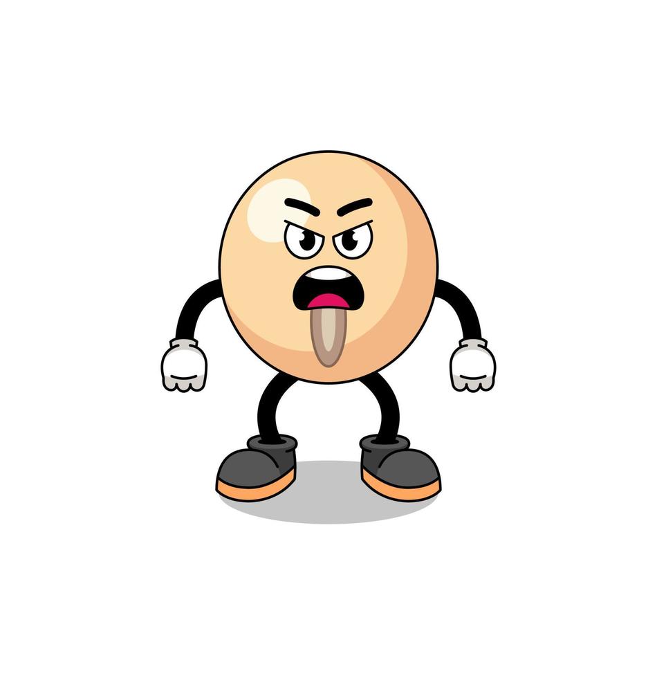 soy bean cartoon illustration with angry expression vector