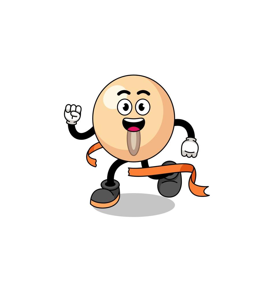 Mascot cartoon of soy bean running on finish line vector