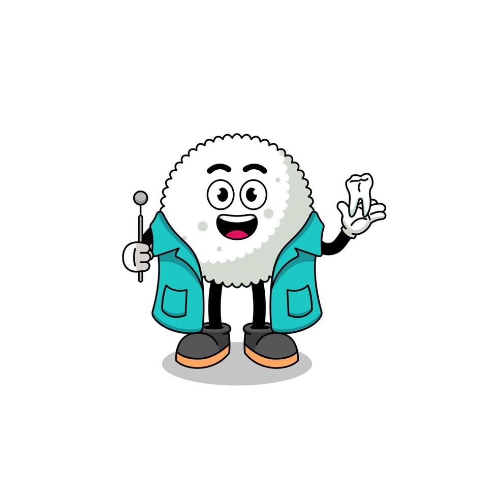 Illustration of rice ball mascot as a dentist vector