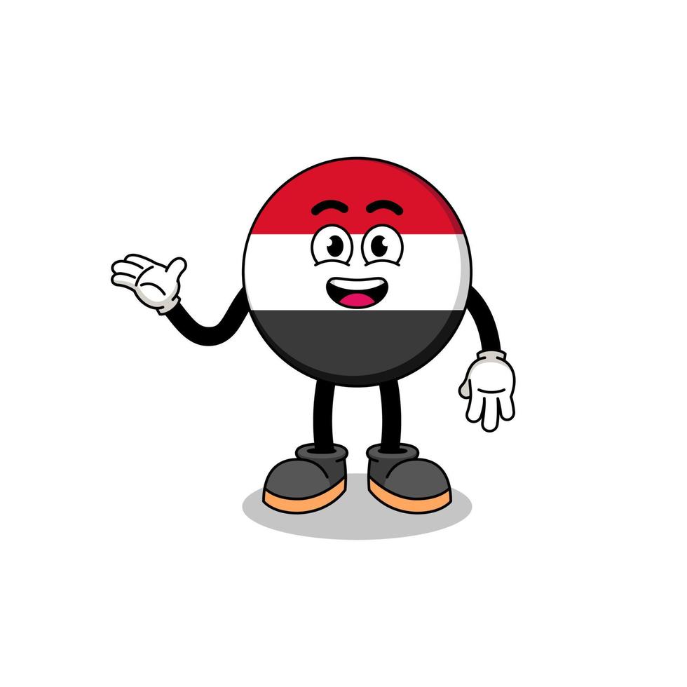 yemen flag cartoon with welcome pose vector