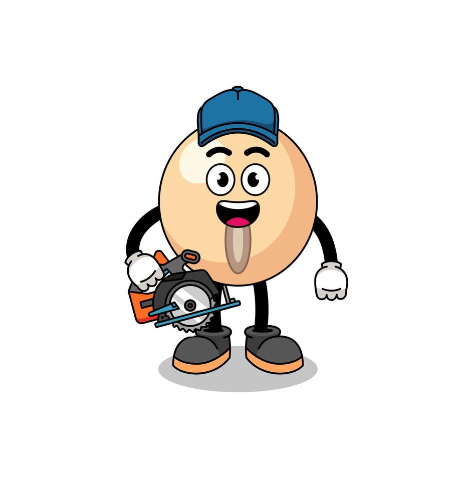 Cartoon Illustration of soy bean as a woodworker vector