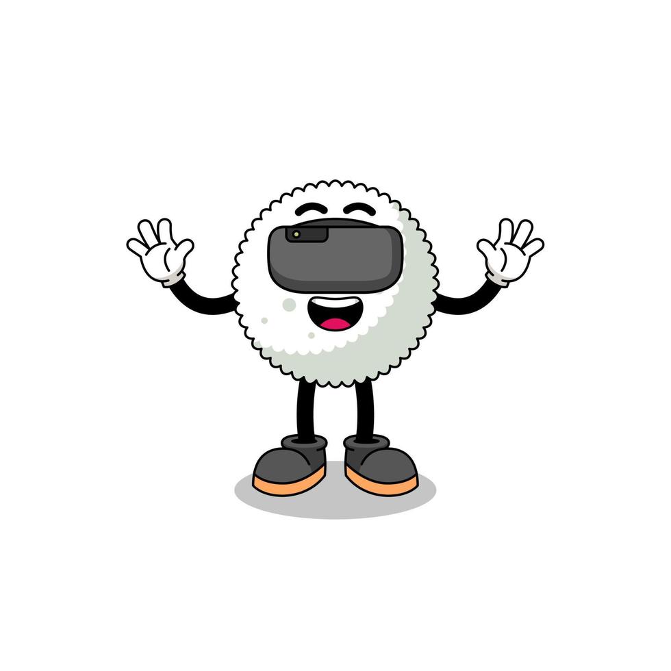 Illustration of rice ball with a vr headset vector