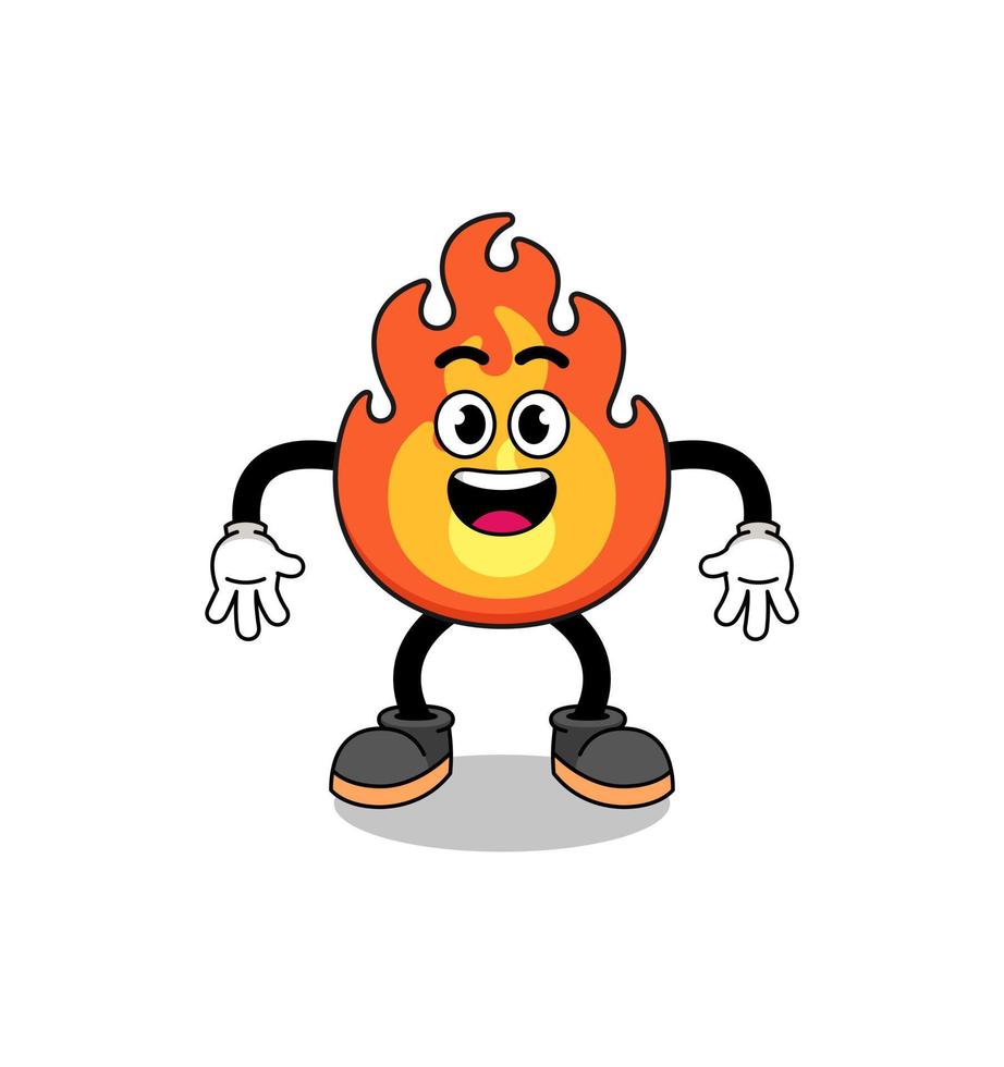 fire cartoon with surprised gesture vector
