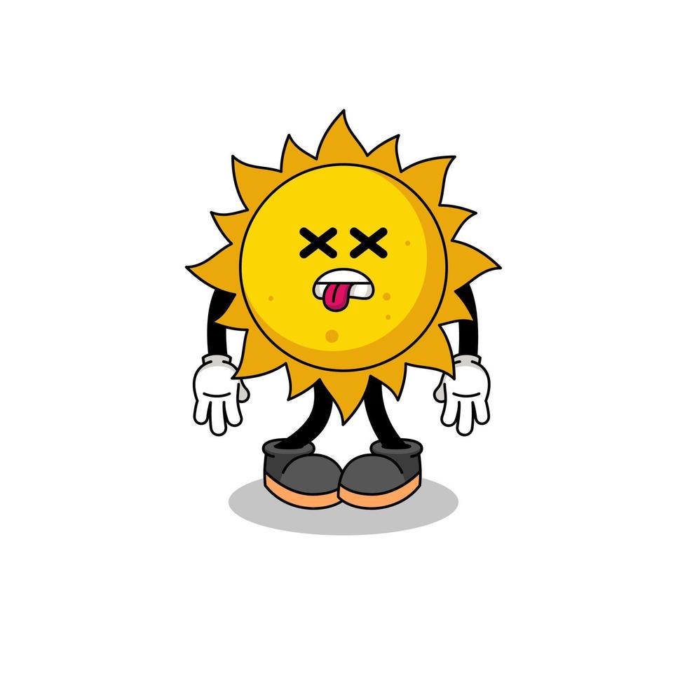 la ilustración de la mascota del sol está muerta vector