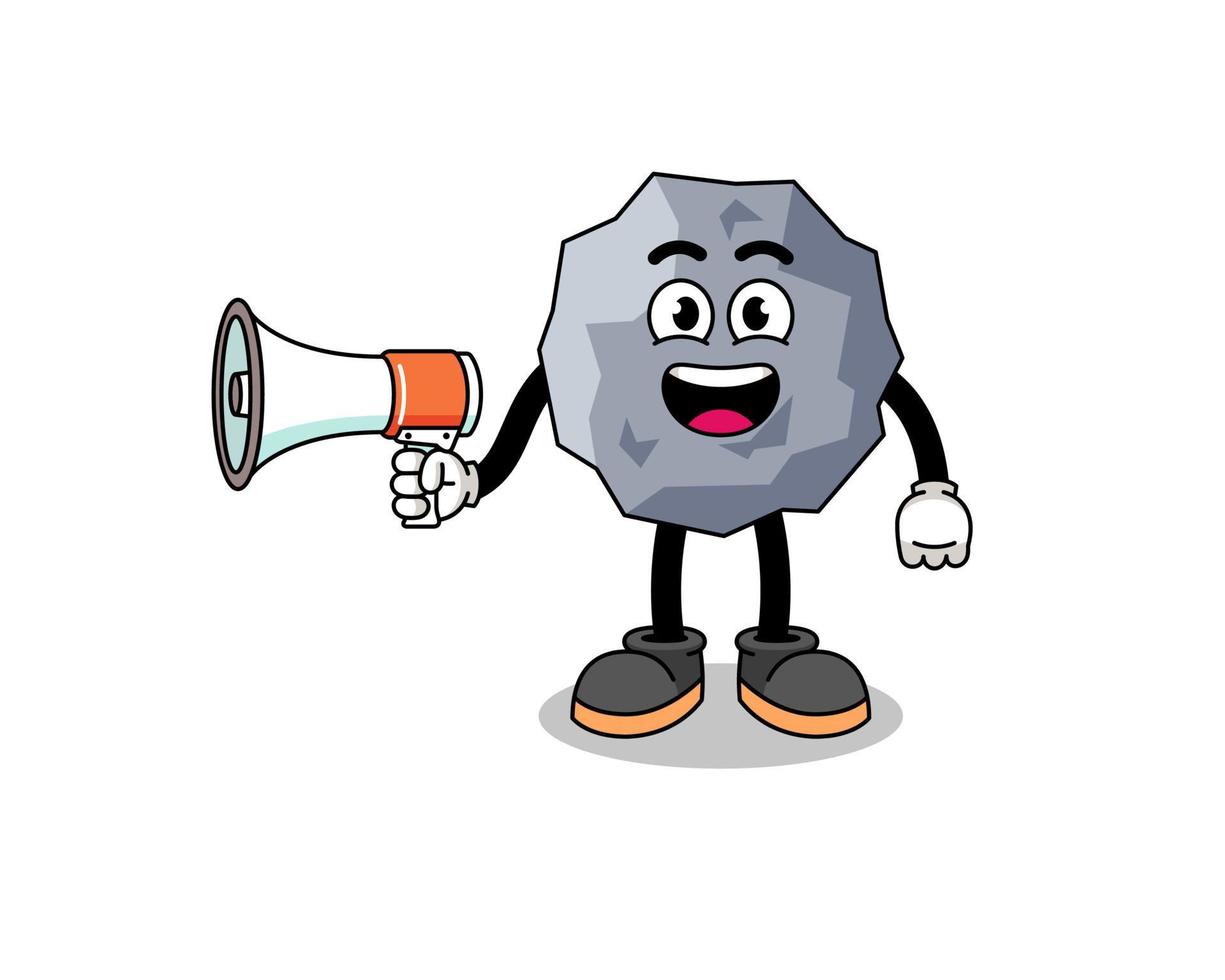 stone cartoon illustration holding megaphone vector