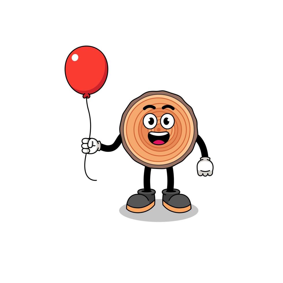 Cartoon of wood trunk holding a balloon vector