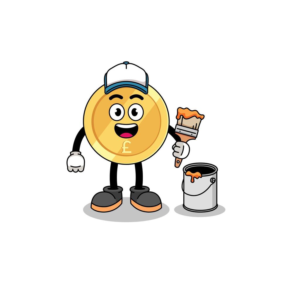 Character mascot of pound sterling as a painter vector