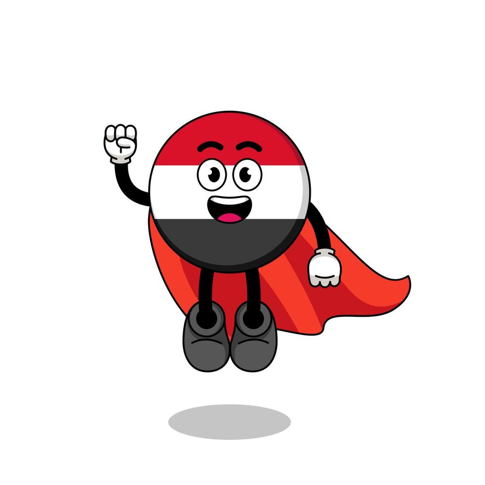 yemen flag cartoon with flying superhero vector