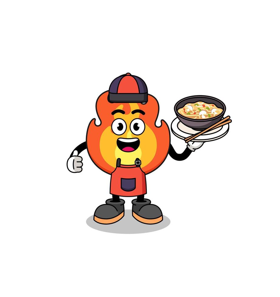 Illustration of fire as an asian chef vector