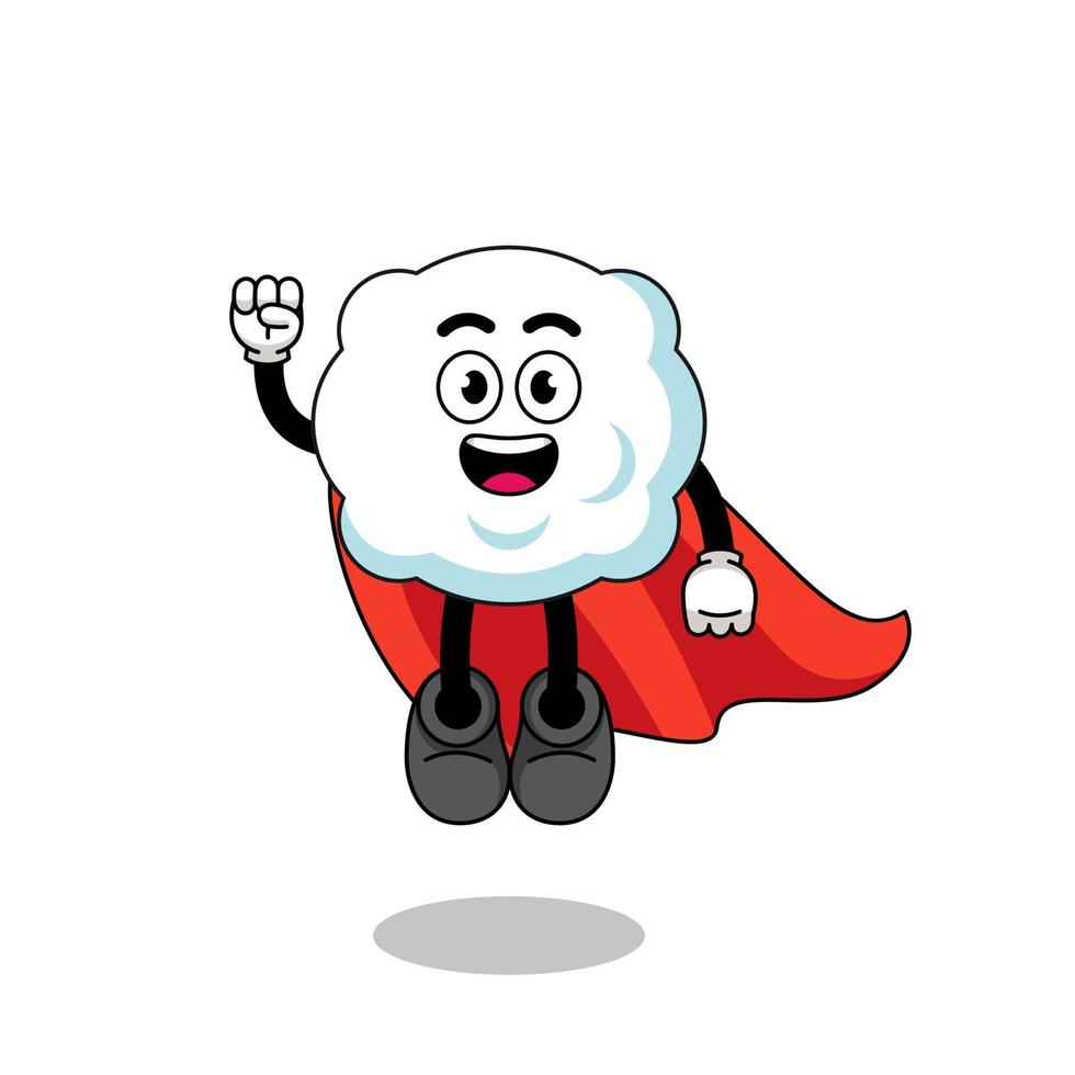 cloud cartoon with flying superhero vector