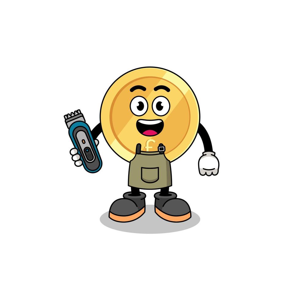 Cartoon Illustration of pound sterling as a barber man vector