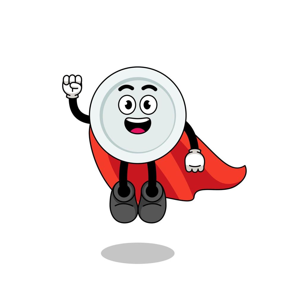 plate cartoon with flying superhero vector