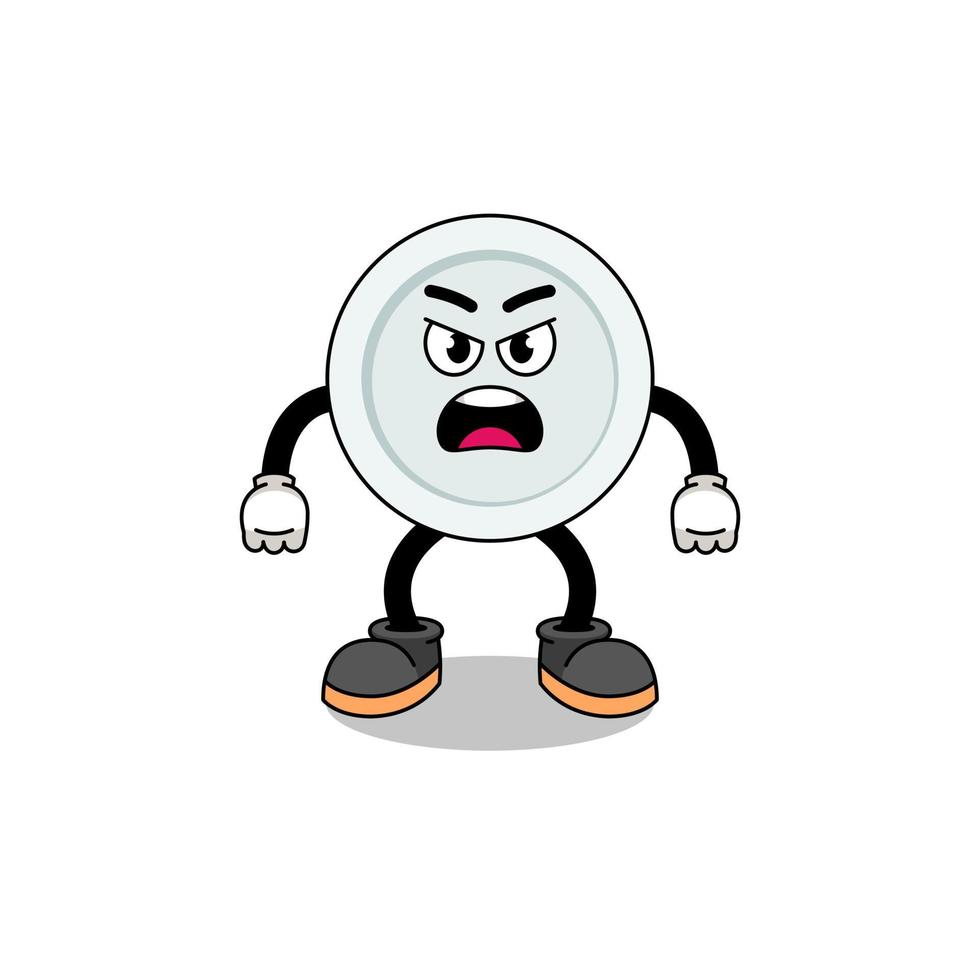 plate cartoon illustration with angry expression vector