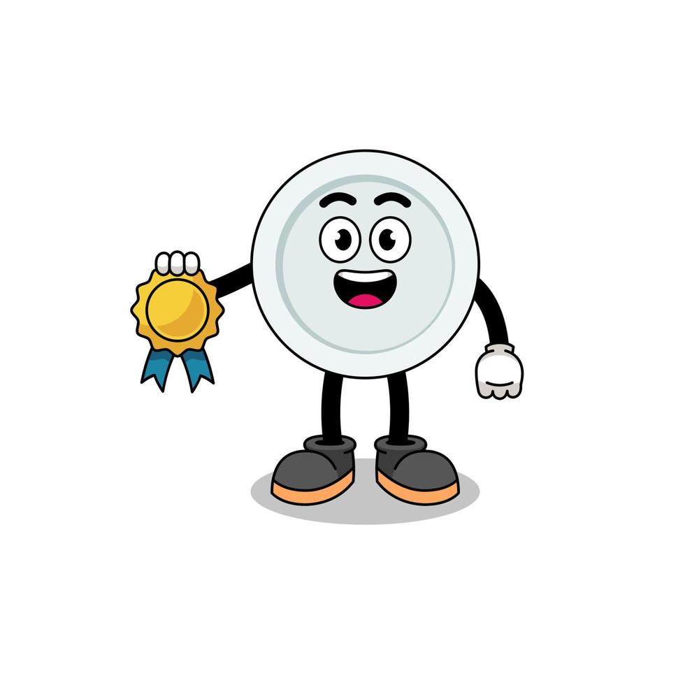 plate cartoon illustration with satisfaction guaranteed medal vector