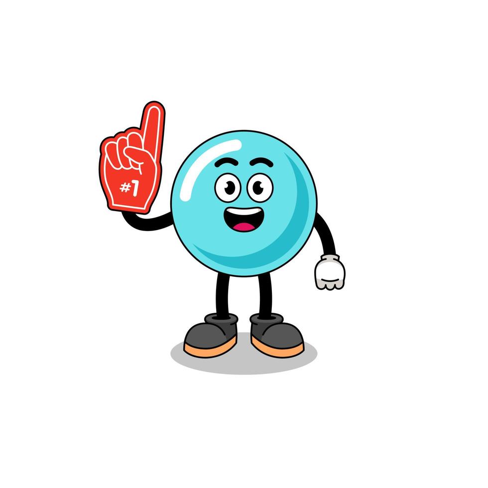 Cartoon mascot of bubble number 1 fans vector