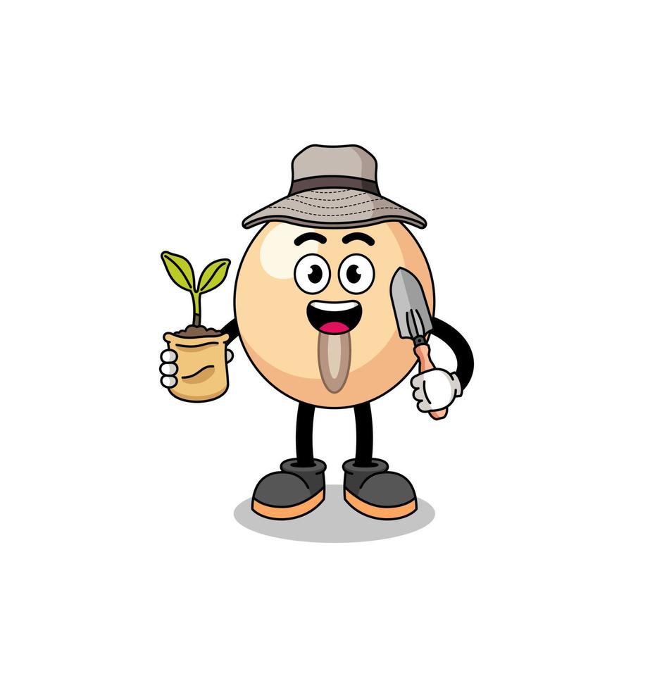 Illustration of soy bean cartoon holding a plant seed vector