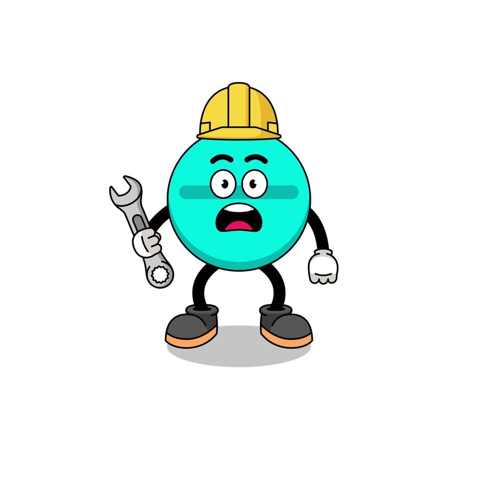 Character Illustration of medicine tablet with 404 error vector