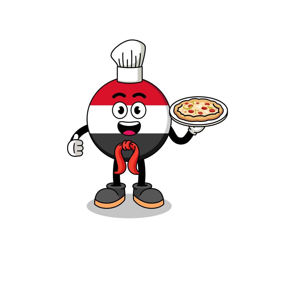 Illustration of yemen flag as an italian chef vector