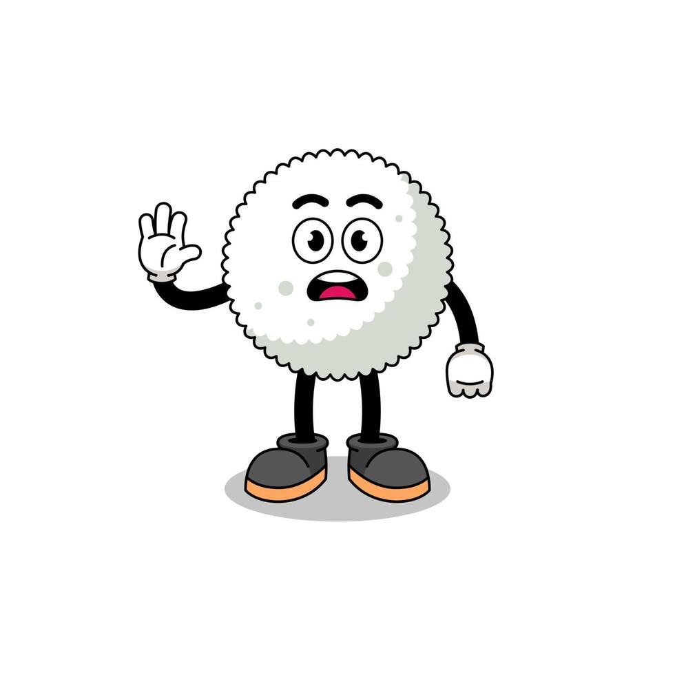 rice ball cartoon illustration doing stop hand vector