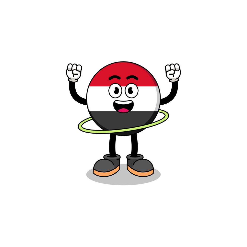 Character Illustration of yemen flag playing hula hoop vector